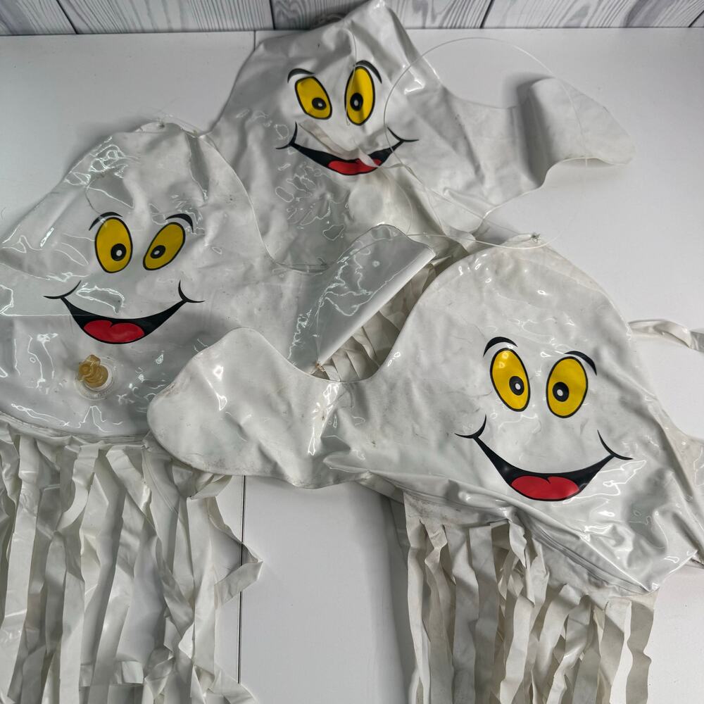 Set of 3 Vintage Inflatable Hanging Ghosts with Streamers Ghost body 12in
